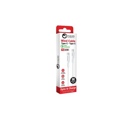 Cablu Lemontti Wind Fast Charge Type-C la Type-C, PD 65W, lungime 0.5m, Alb