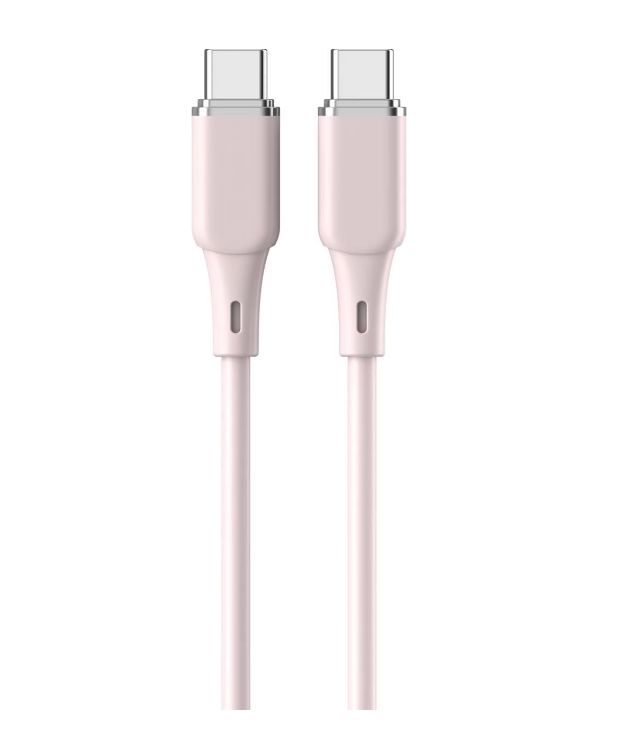 Cablu Lemontti Liquid SiliconType-C la Type-C, Fast Charge, PD 60W, lungime 1.2m, Roz