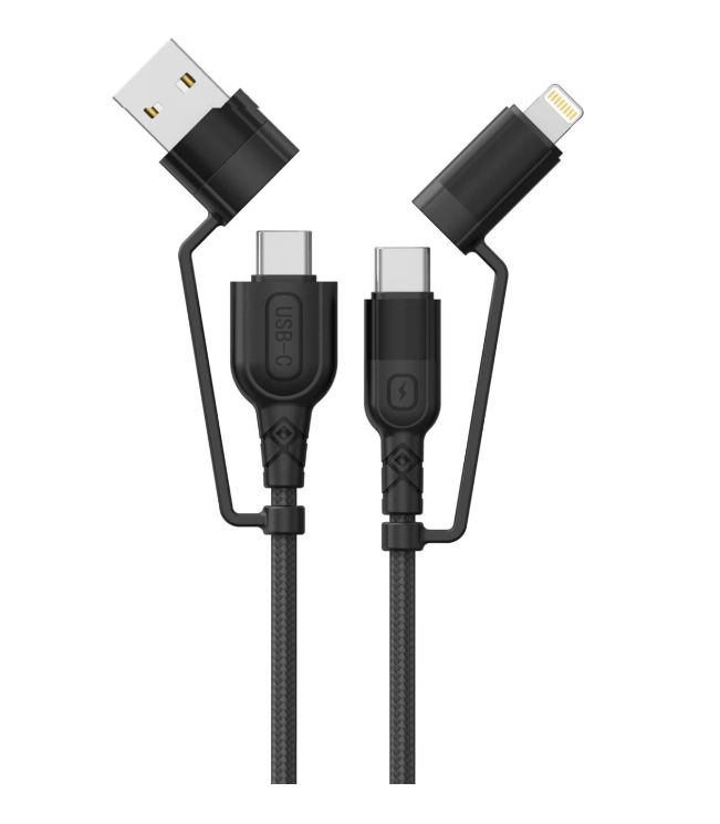 Cablu Audio Lemontti USB A&C-USB-C, material: Aliaj aluminiu, Nailon impletit, lungime 1,2m, - iesire USB-A la USB-C: 5V/2A Max 10W,  iesire USB-A la Lightning: 5V/2.4A, iesire USB-C la Lightning: 5V/3A 9V/2A 12V/1.5A 15V/2A 30W Max, iesire USB-C la USB-C: 20V/3A 60W MAX , incarcare si transfer