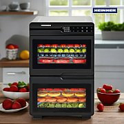 FOOD DEHYDRATOR HEINNER DUALDRY PRO HFD-KDDB1200BKSS, 1000-1200W, LED DISPLAY, DUAL STORAGE WITH AIRFLOW SYSTEM (FAN INSIDE EACH COMPARTMENT), 12 STAINLESS STEEL TRAYS, 2 FRUIT ROLL TRAYS, 2 MESH SHEETS, TEMPERATURE: 35-80 ℃, TIMER: 30 MIN - 48H, SEE-THROUGH WINDOWS, STAINLESS STEEL BODY