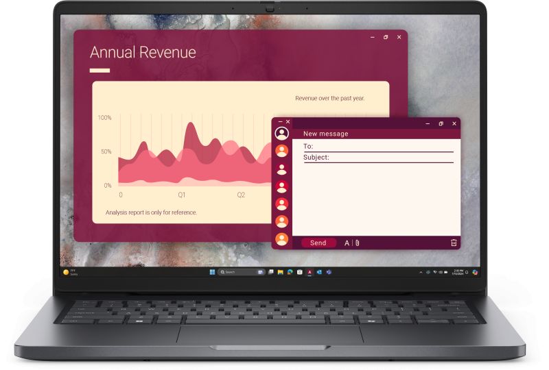 Laptop Dell Pro 14 PC14250, 14 inch 1920 x 1200, Intel Core 7 150U (10 C / 12 T, 1.8 GHz - 5.4 GHz, 12 MB cache, 55 W), 16 GB DDR5, 512 GB SSD, Intel Graphics, Windows 11 Pro, Tastatura English International, Gri