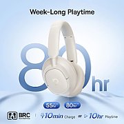 CASTI Baseus Bowie Bass BH1 NC Wireless Noise Cancelling, over ear, 40mm Dynamic Drivers, autonomie 80 ore, microfon pe casca, conectare prin Bluetooth 6.0, alb  A0203702  (timbru verde 0.18 lei) - 6932172697006