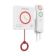 BUTON DE APELARE MEDICALA cu telecomanda Hikvision DS-KHH6020X-H  1x RJ45 port, alimentare: DC12V/private POE, protectie: IPX5 Intercomunicare bidirecțională și alarme inteligente: – Comunicarea vocală clară între pacienți și personalul medical (statia de management a personalului medical) este