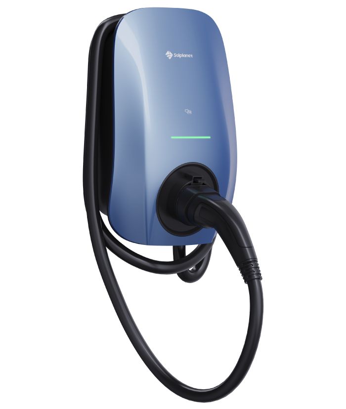 Solplanet EV Charger 7.4kW, RFID/NFC, WIFI+Bluethooth+RS485, Morandi Blue, 5M Cable+ETH