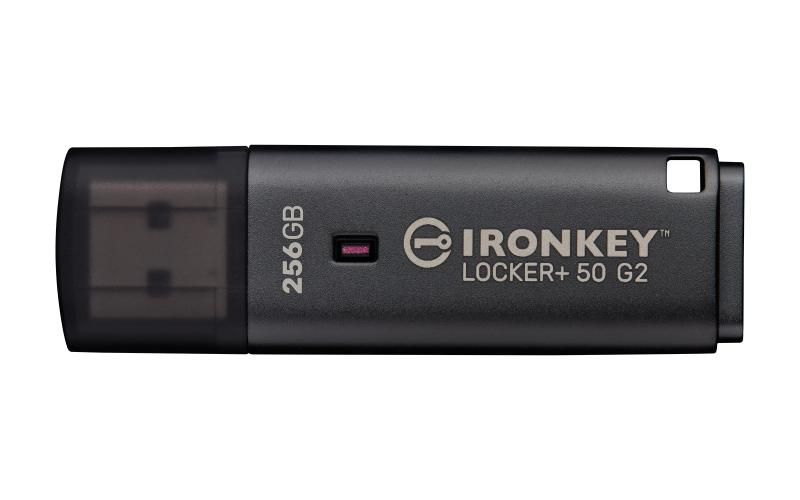 Kingston Technology IronKey Locker+ 50 G2. Capacity: 256 GB, Device interface: USB Type-A, USB version: 3.2 Gen 1 (3.1 Gen 1), Read speed: 145 MB/s, Write speed: 115 MB/s. Form factor: Cap. Weight: 22.94 g. Product colour: Black