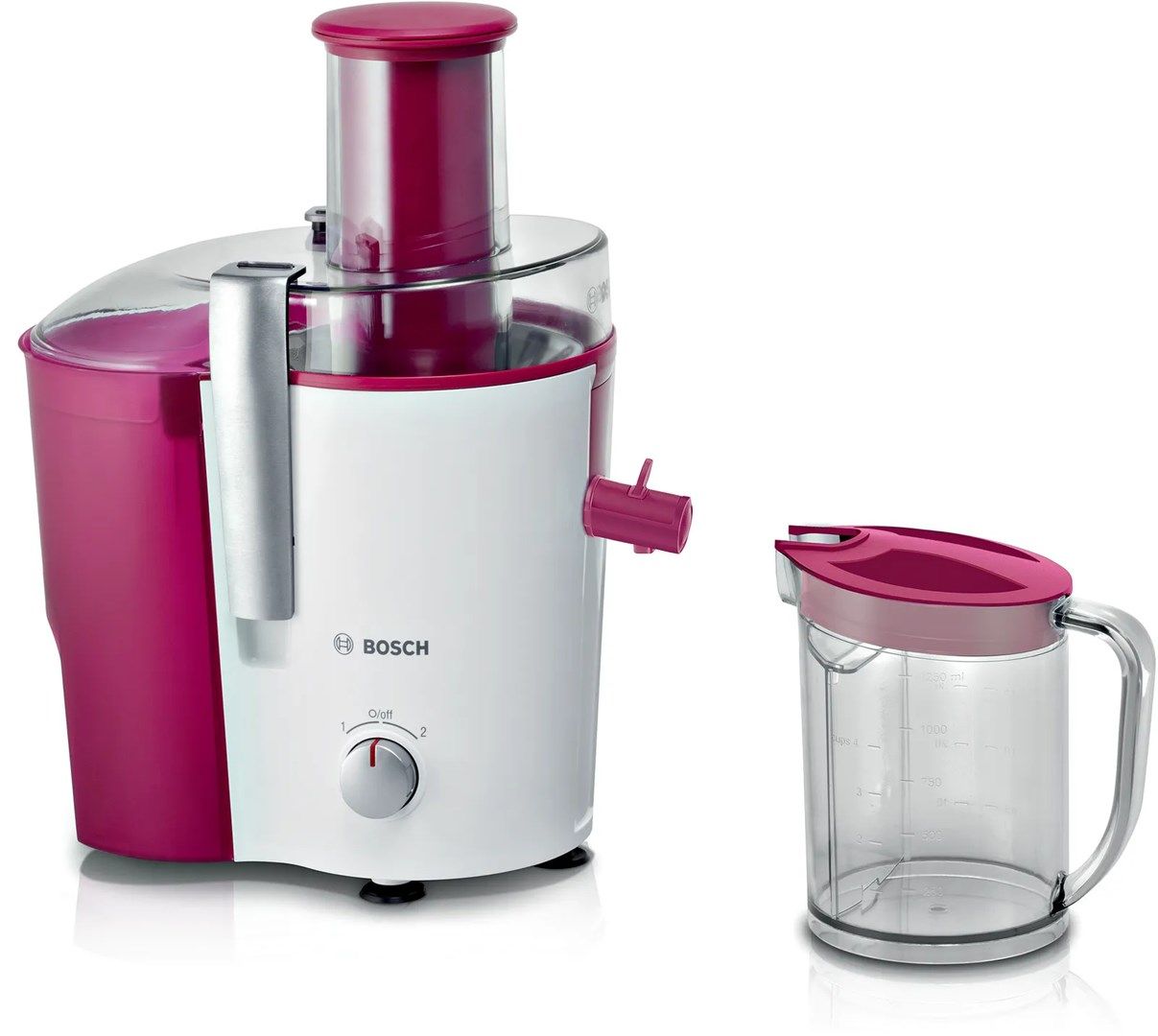 Bosch MES25C0 juice maker Centrifugal juicer 700 W Cherry (fruit)  Transparent  White