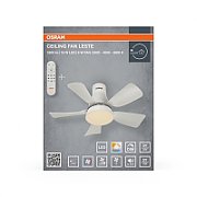 Plafoniera LED CCT cu ventilator Osram Leste cu Telecomanda, 21W, 1800lm, lumina alba (3000-4000-6500K), dimabila, IP20, max 600 m³/h, timer 2h-4h-8h Alb