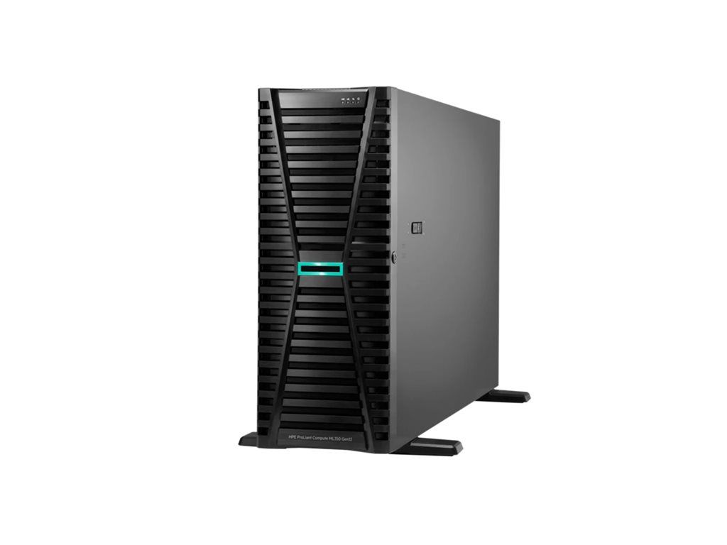 Server HPE ProLiant ML350 Gen12, Tower, Intel Xeon 6505P (8 C / 8 T, 2.20 GHz - 4.10 GHz, 22.5 MB cache, 125 W), 64 GB DDR5 ECC, Fara, 8 x SFF, HPE MR408i-o Gen11, Fara, 2 x 1000 W