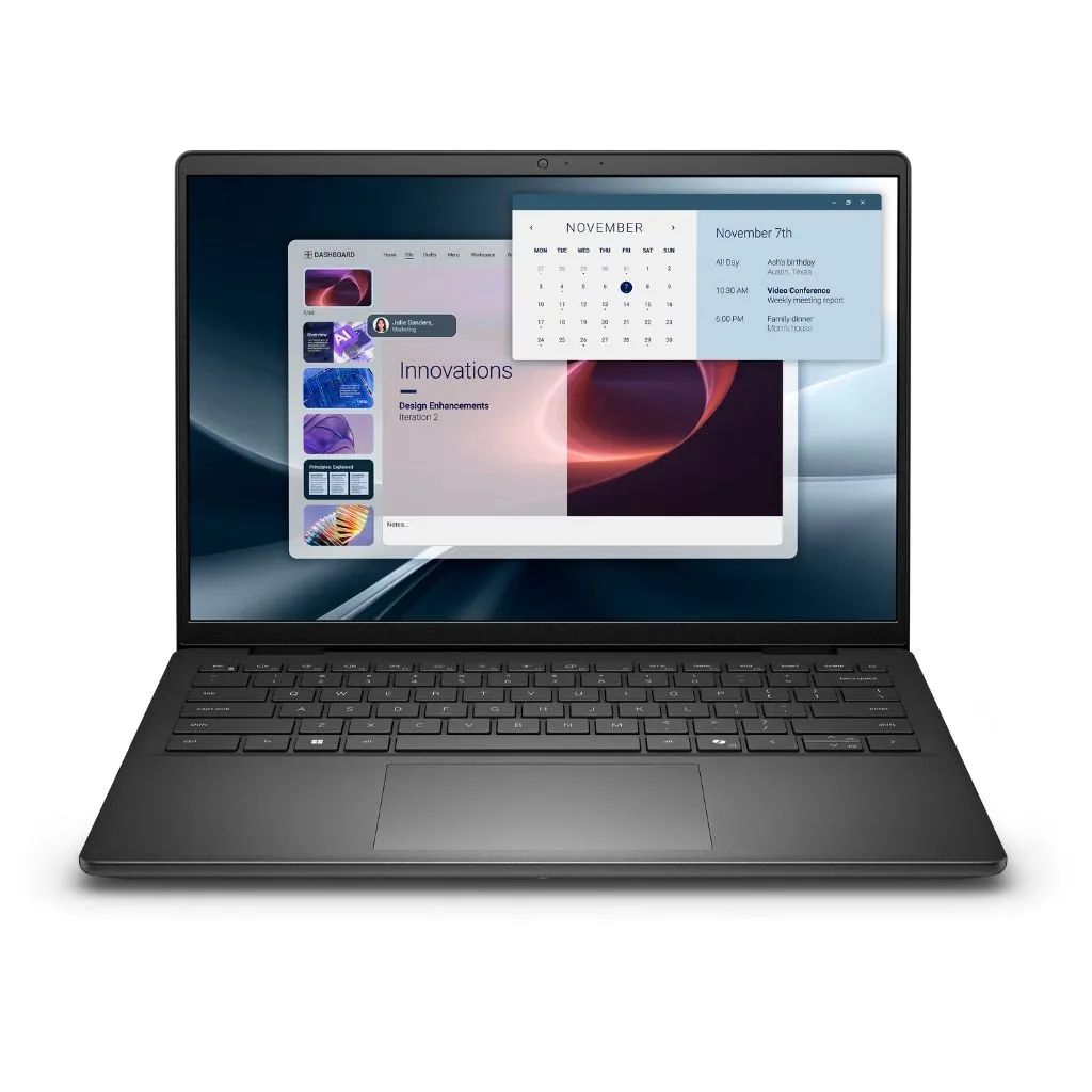 Laptop Dell Pro 14 Essential PV14255, 14.0 inch 1920 x 1200, AMD Ryzen 7 250 (8 C / 16 T, 3.3 GHz - 5.1 GHz, 16 MB cache, 28 W), 16 GB DDR5, 512 GB SSD, AMD AMD Radeon 780M, Windows 11 Pro, Tastatura English International, Carbon Black