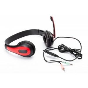 CASTI  Spacer, cu fir, standard, utilizare multimedia, microfon pe brat, conectare prin Jack 3.5 mm x 2, negru / rosu,  SPK-507 , (include TV 0.75 lei)