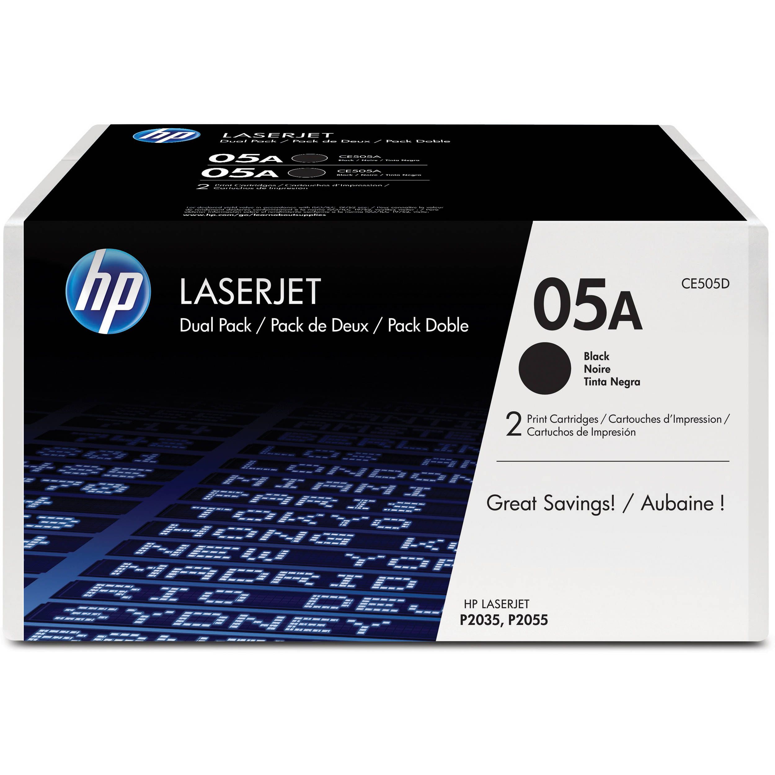 Cartus toner HP CE505D ,Negru ,2x2300 pagini ,Original (05A) 