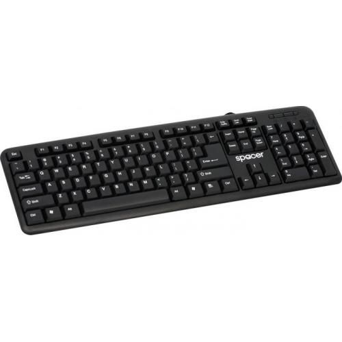 TASTATURA SPACER USB, 104 taste, anti-spill, black,  SPKB-520    (include TV 0.75 lei)