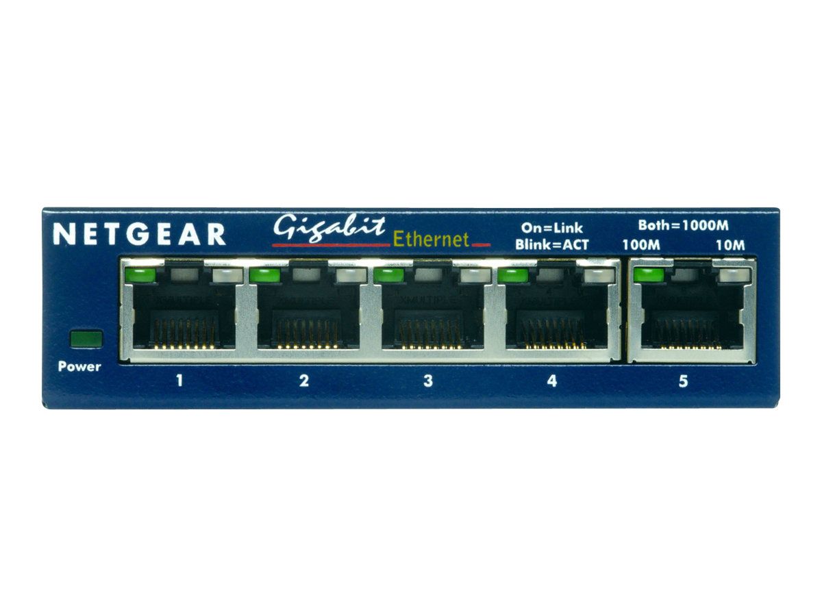 NetGear NETGEAR GS105GE Netgear ProSafe 5-Port Gigabit Desktop Switch Metal (GS105GE)