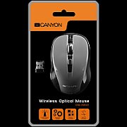 CANYON MW-1 2.4GHz wireless optical mouse with 4 buttons, DPI 800/1200/1600, Gray, 103.5*69.5*35mm, 0.06kg