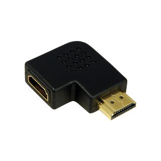 ADAPTOR video LOGILINK, HDMI (T) la HDMI (M), conectori auriti, in unghi de 90 grade, rezolutie maxima 4K UHD (3840 x 2160) la 30 Hz, negru,  AH0008  (include TV 0.06 lei)