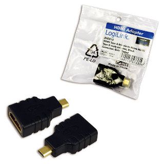ADAPTOR video LOGILINK, Micro-HDMI (Type D)(T) la HDMI (M), conectori auriti, rezolutie maxima 4K UHD (3840 x 2160) la 30 Hz, negru,  AH0010  (include TV 0.06 lei)