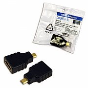 ADAPTOR video LOGILINK, Micro-HDMI (Type D)(T) la HDMI (M), conectori auriti, rezolutie maxima 4K UHD (3840 x 2160) la 30 Hz, negru,  AH0010  (include TV 0.06 lei)
