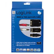 CABLU video LOGILINK, splitter HDMI (T) la VGA (T) + 2 x RCA (T) + USB 2.0, 2m, rezolutie maxima 720p, negru,  CV0052A  (include TV 0.06 lei)