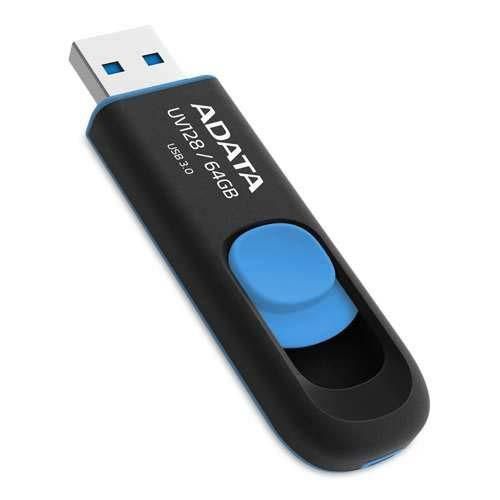 ADATA AUV128-64G-RBE Unitate flash Adata UV128 64GB USB3. fara capac. retractabil. negru si albastru